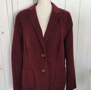 Talbots Burgundy Wool 2 Botton Blazer Jacket Size 16